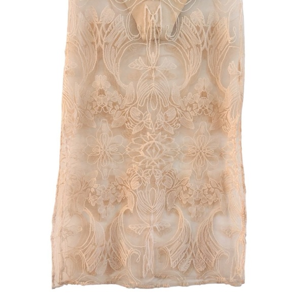 ANTHROPOLOGIE Sheer Lace Embroidered Maxi Skirt Rose Color Size M NEW Demure - Picture 6 of 13